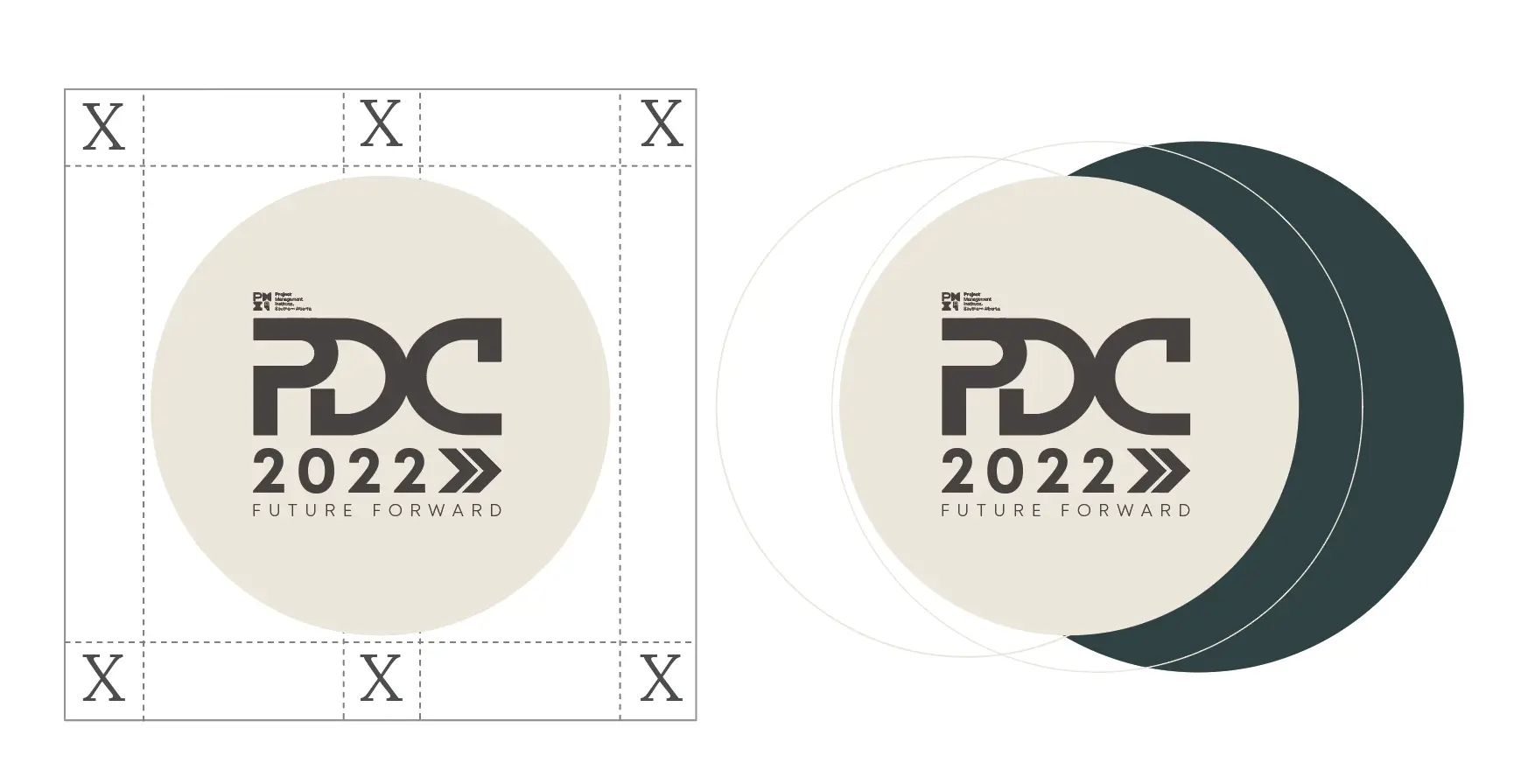 Graphic design elements for the conference with circular motifs