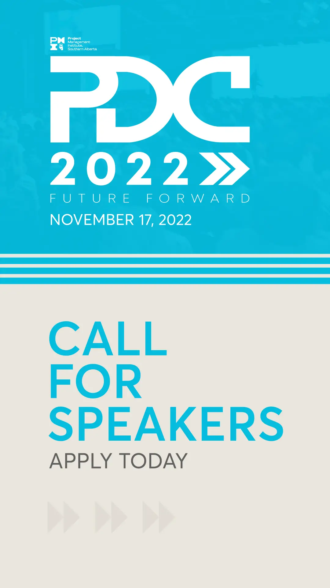 PMISAC 2022 conference poster with a call for speakers