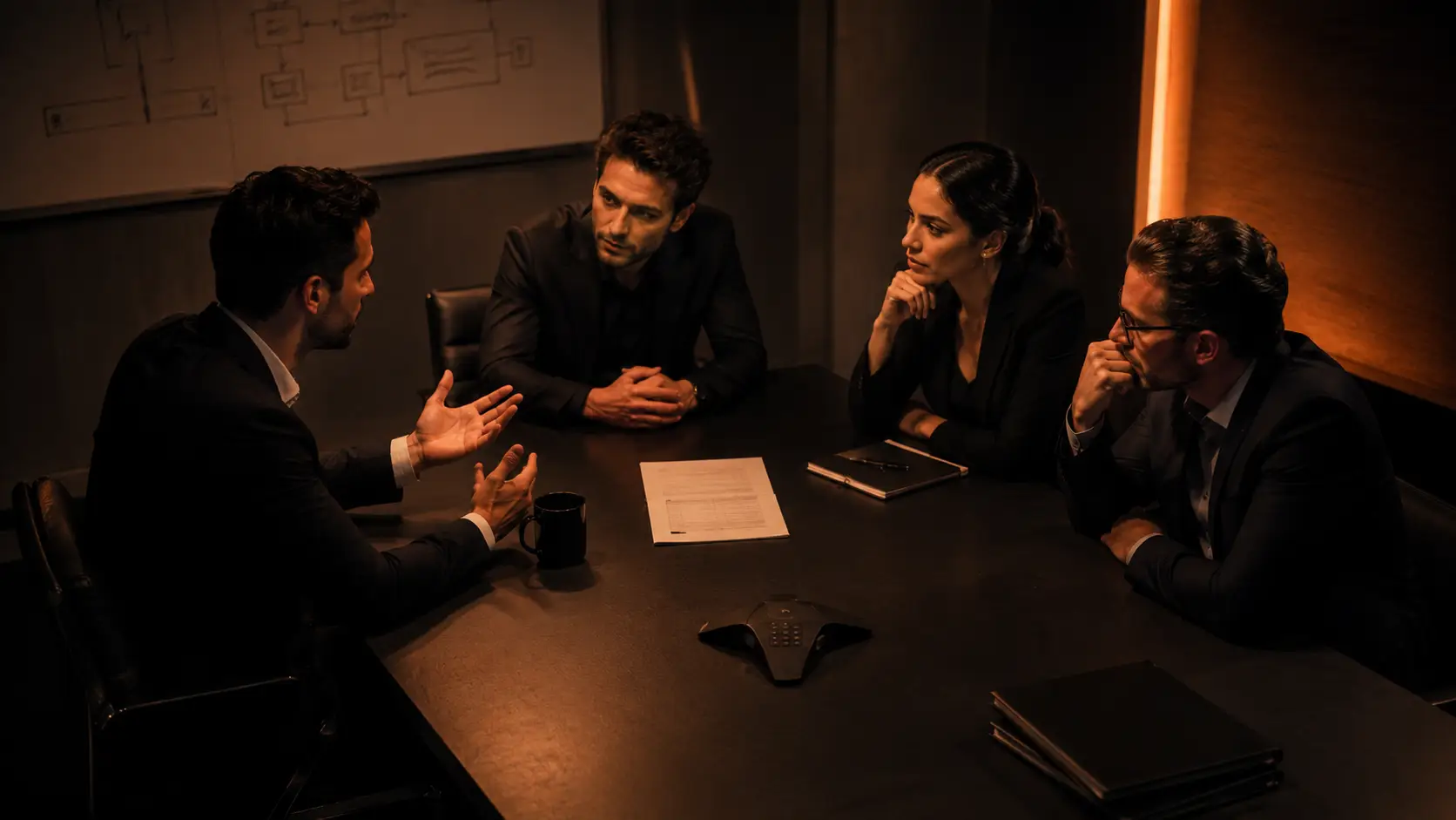 Marketing strategy advisory session: leadership team in focused conversation