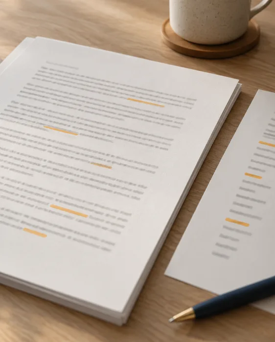 A finished draft whose words match the company's own brand word list