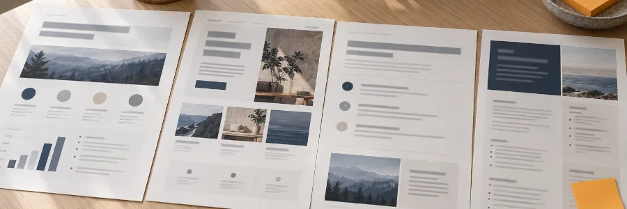 Four company documents describing the same business four different ways