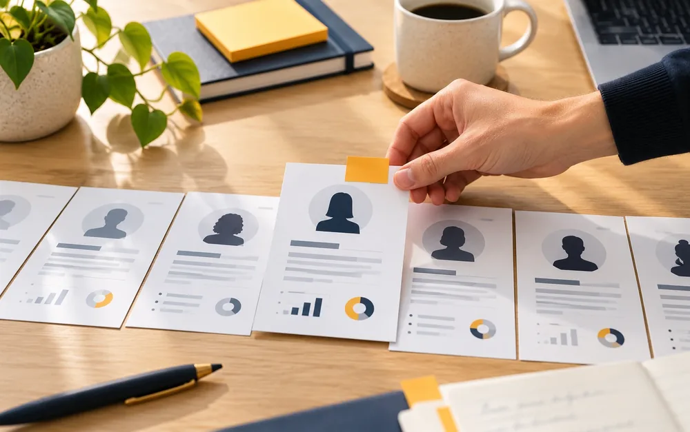 Choosing the ideal customer profile from a row of customer profiles